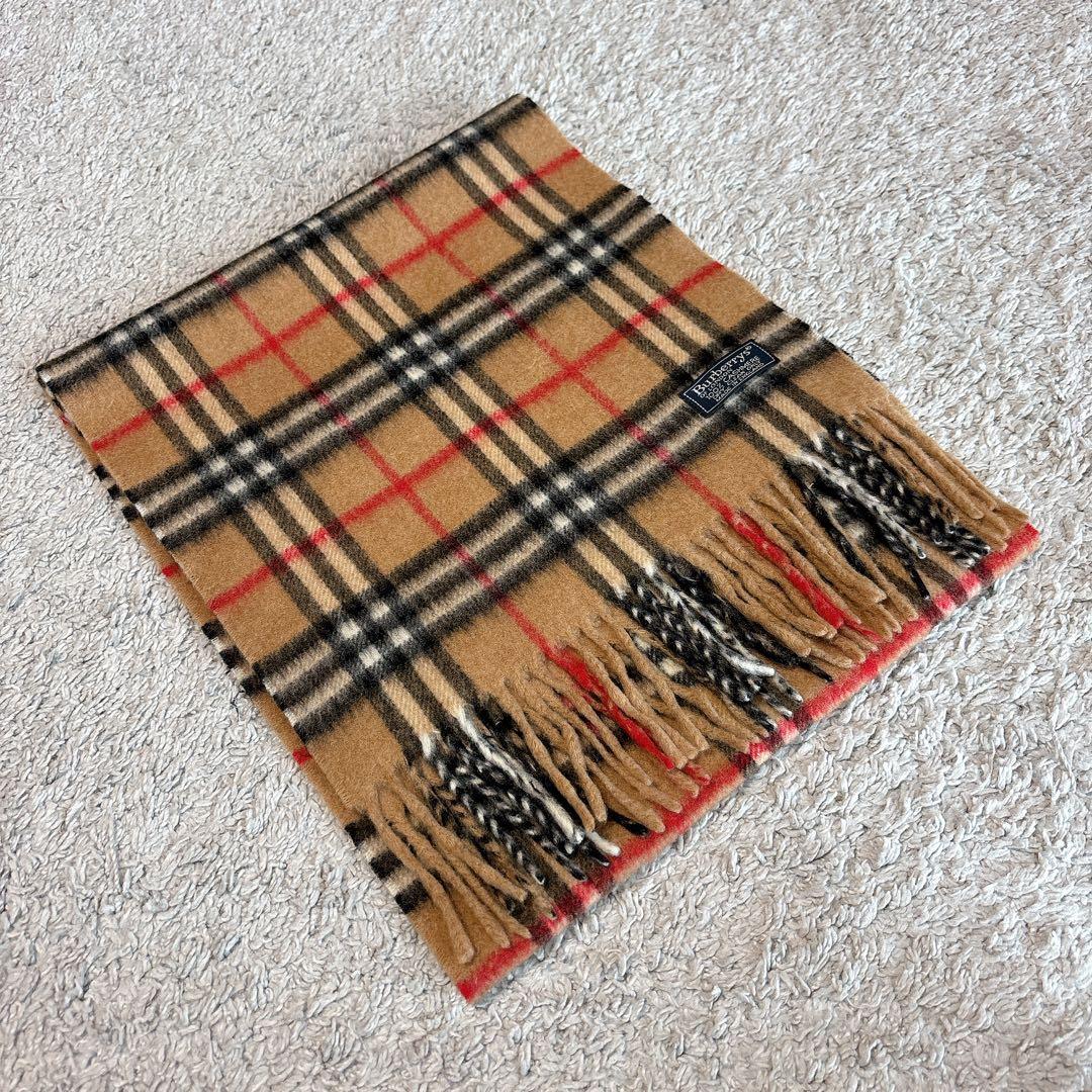 【美品】バーバリーカシミヤ100%マフラー　普遍のノバチェック柄
