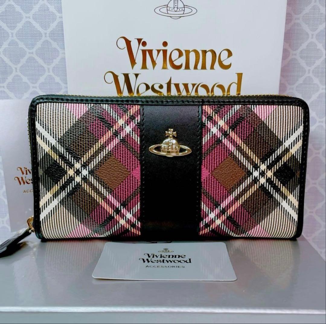 【大人気✨️1点のみ】ヴィヴィアン・ウエストウッド 黒チェック 長財布