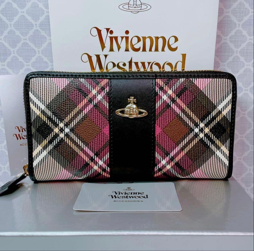 【大人気✨️1点のみ】ヴィヴィアン・ウエストウッド 黒チェック 長財布