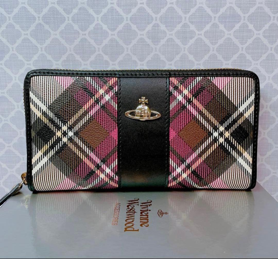【大人気✨️1点のみ】ヴィヴィアン・ウエストウッド 黒チェック 長財布