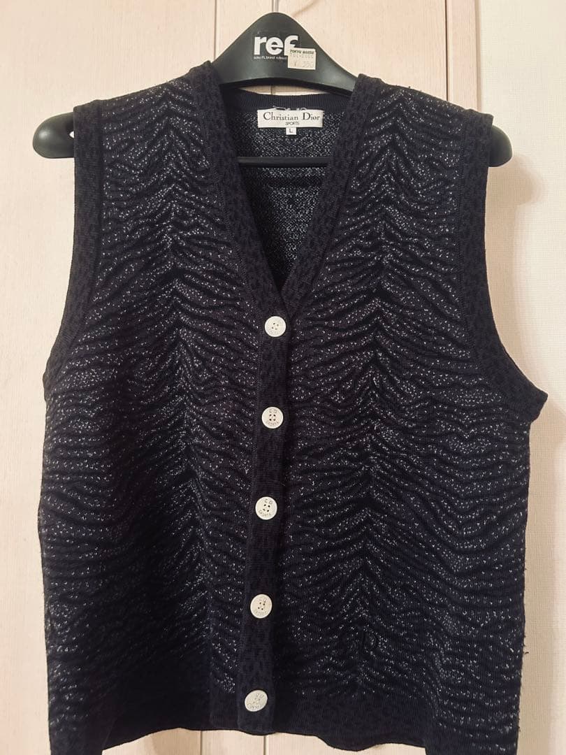 Christian Dior ネイビー Vネックニットベスト 34 ゴルフ