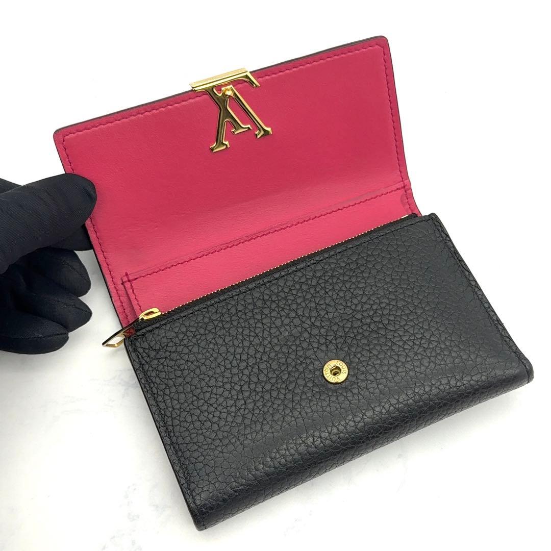 【最高級美品】ルイヴィトン カプシーヌ コンパクト 三つ折り財布 ノワール 黒