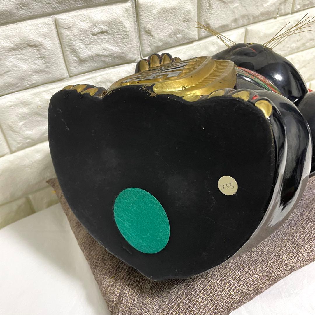 黒招き猫　開運黒手長小判猫（左手）高さ35cm 黒猫　貯金箱　特大