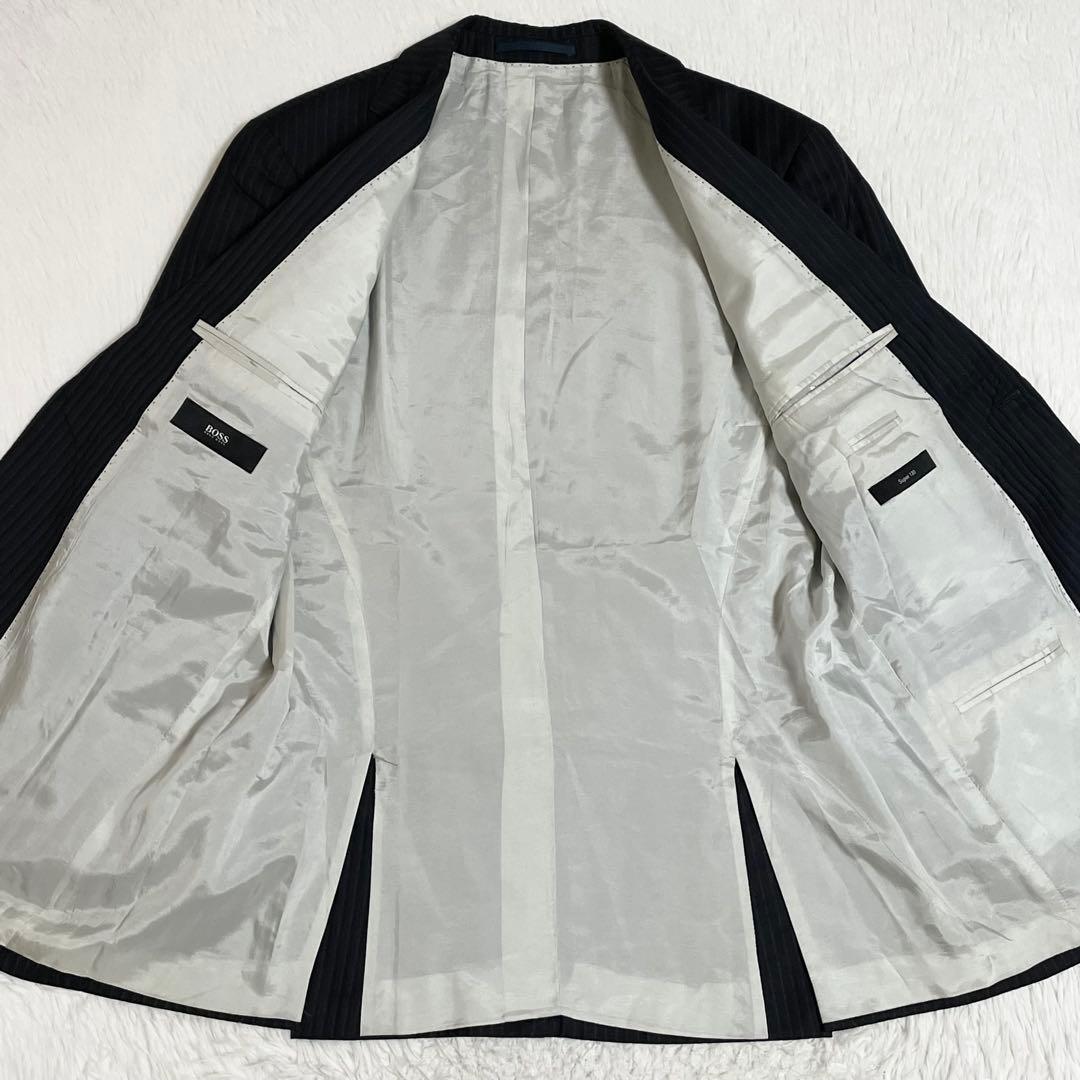 【美品】HUGO BOSS ヒューゴボス　セットアップ　スーツ　黒　シルク　M位