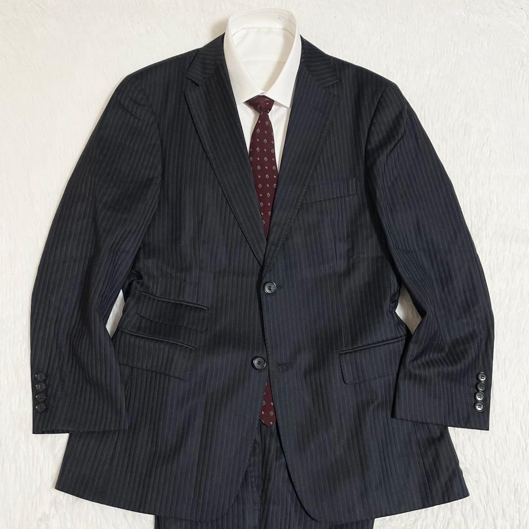 【美品】HUGO BOSS ヒューゴボス　セットアップ　スーツ　黒　シルク　M位