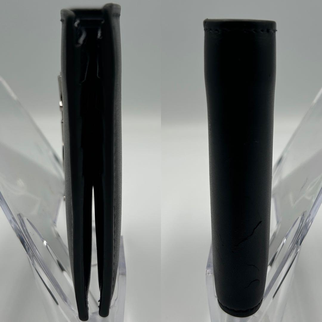 【Yves Saint Laurent】 レザー 二つ折り財布 カードケース 黒