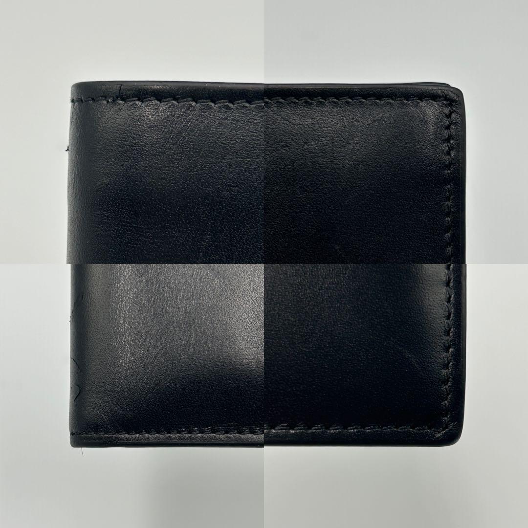 【Yves Saint Laurent】 レザー 二つ折り財布 カードケース 黒