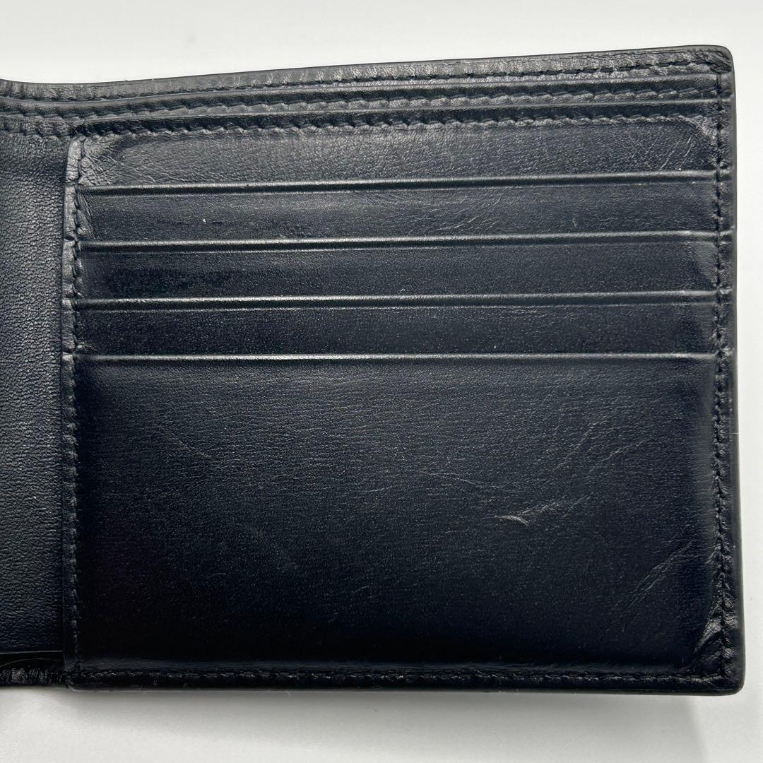 【Yves Saint Laurent】 レザー 二つ折り財布 カードケース 黒