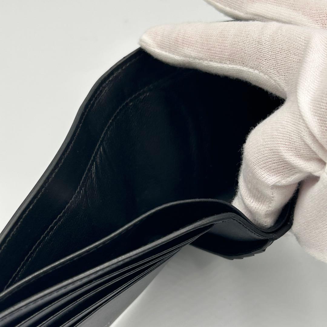 【Yves Saint Laurent】 レザー 二つ折り財布 カードケース 黒