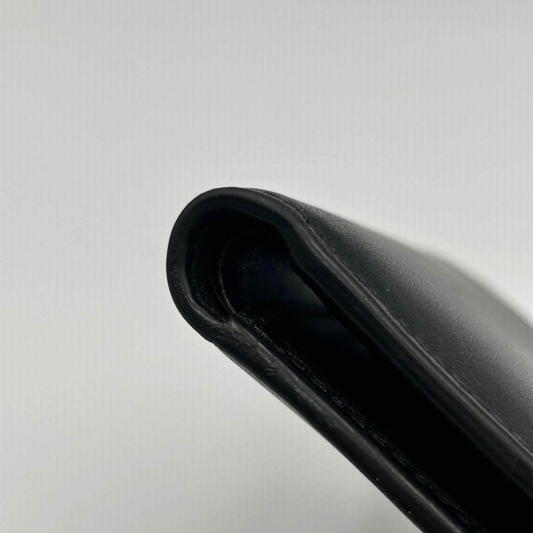 【Yves Saint Laurent】 レザー 二つ折り財布 カードケース 黒