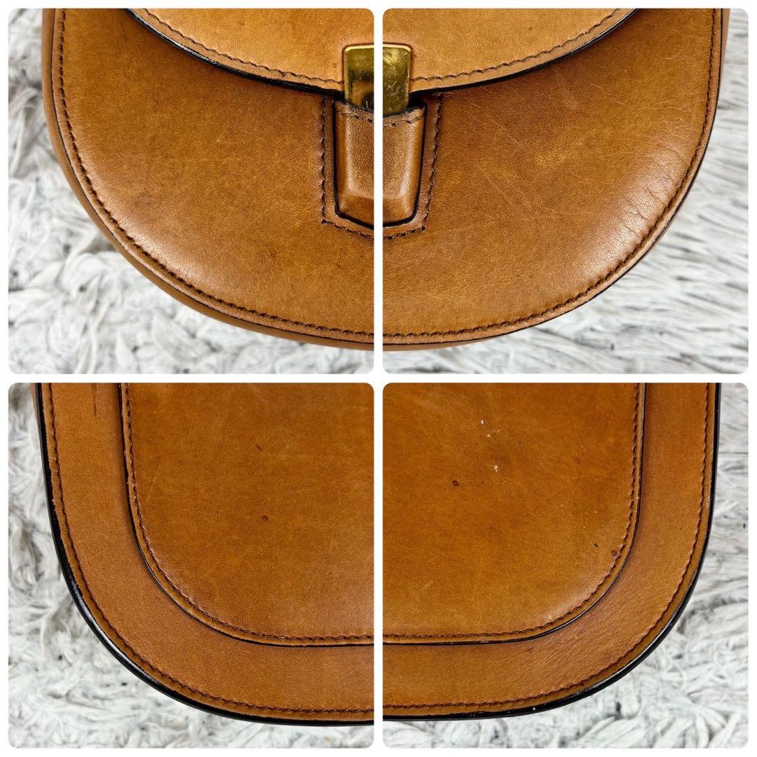 美品 CELINE レザー ショルダーバッグ マカダム柄 斜め掛け ブラウン 茶