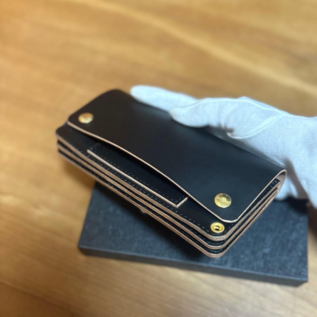 昭南茶芯ブラック　ロングトラッカーウォレット