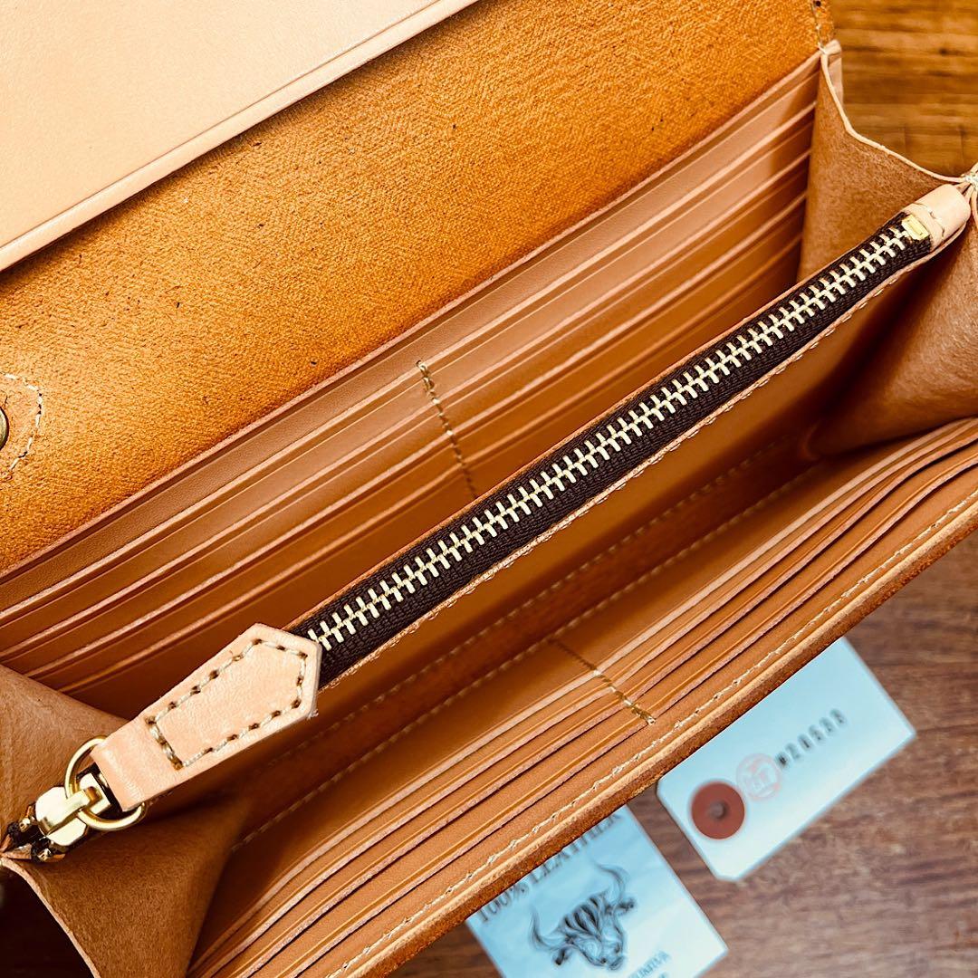 長財布 本革 ブライドルレザー メンズ ヌメ革　ロングウォレット　栃木レザー