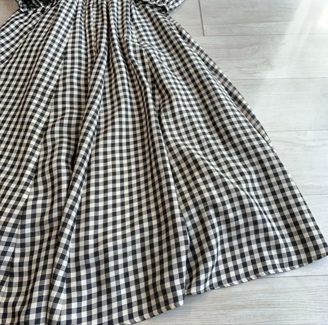 【ANAYI】アナイ　ギンガムチェック　ビスコースチェックフレアワンピース　春