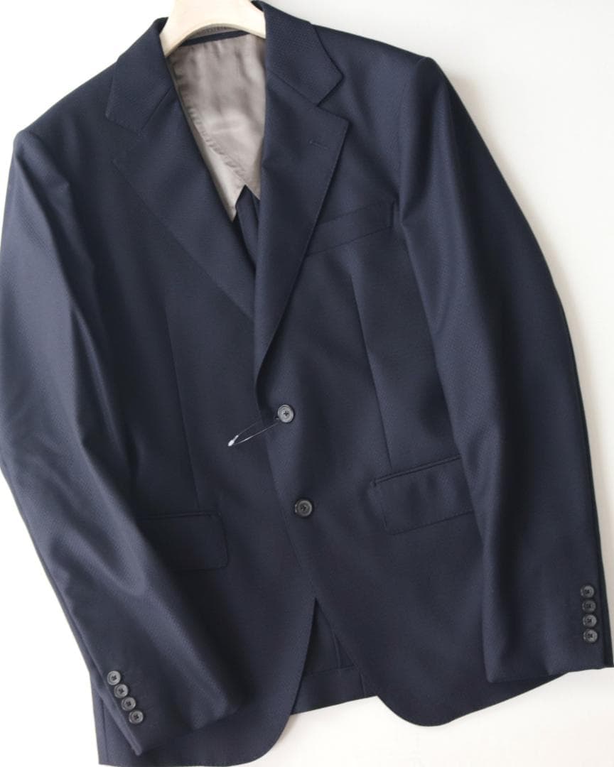 新品訳【GOTAIRIKU】秋冬 毛100％ 3ピーススーツ 紺 M(w80)