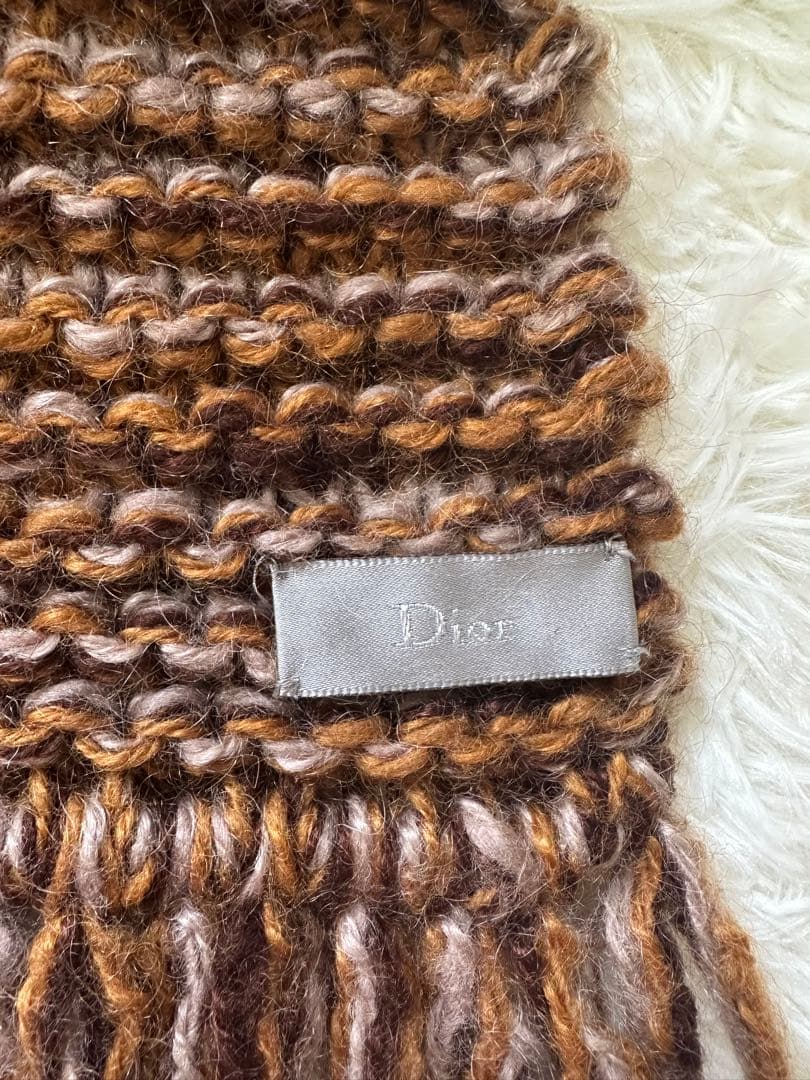 【エディ期】【DIOR HOMME 】名作マフラー モヘヤウール ブラウン