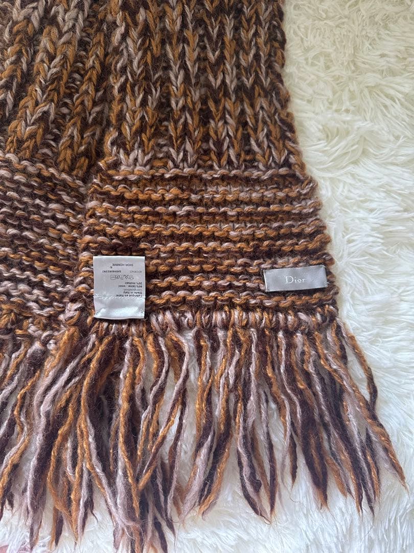 【エディ期】【DIOR HOMME 】名作マフラー モヘヤウール ブラウン