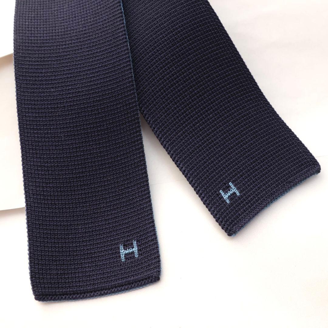 ソルド品 HERMES エルメス 未使用リバーシブル ネクタイ ニットタイ