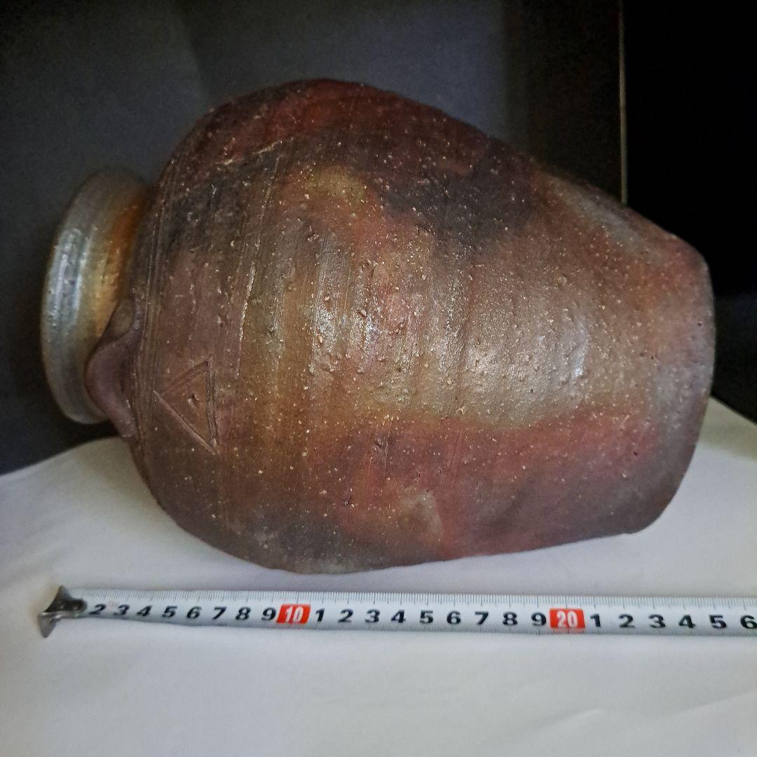 KaZe3456 茶道道　桃山時代　古備前焼　茶壺　３耳壺　三角刻印