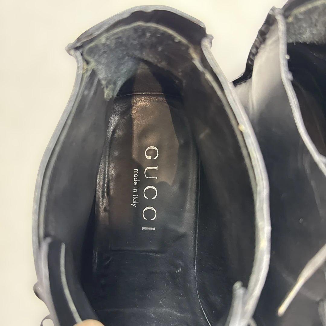 グッチGUCCI レザーブーツ　ブラック　イタリア製　サイズ44