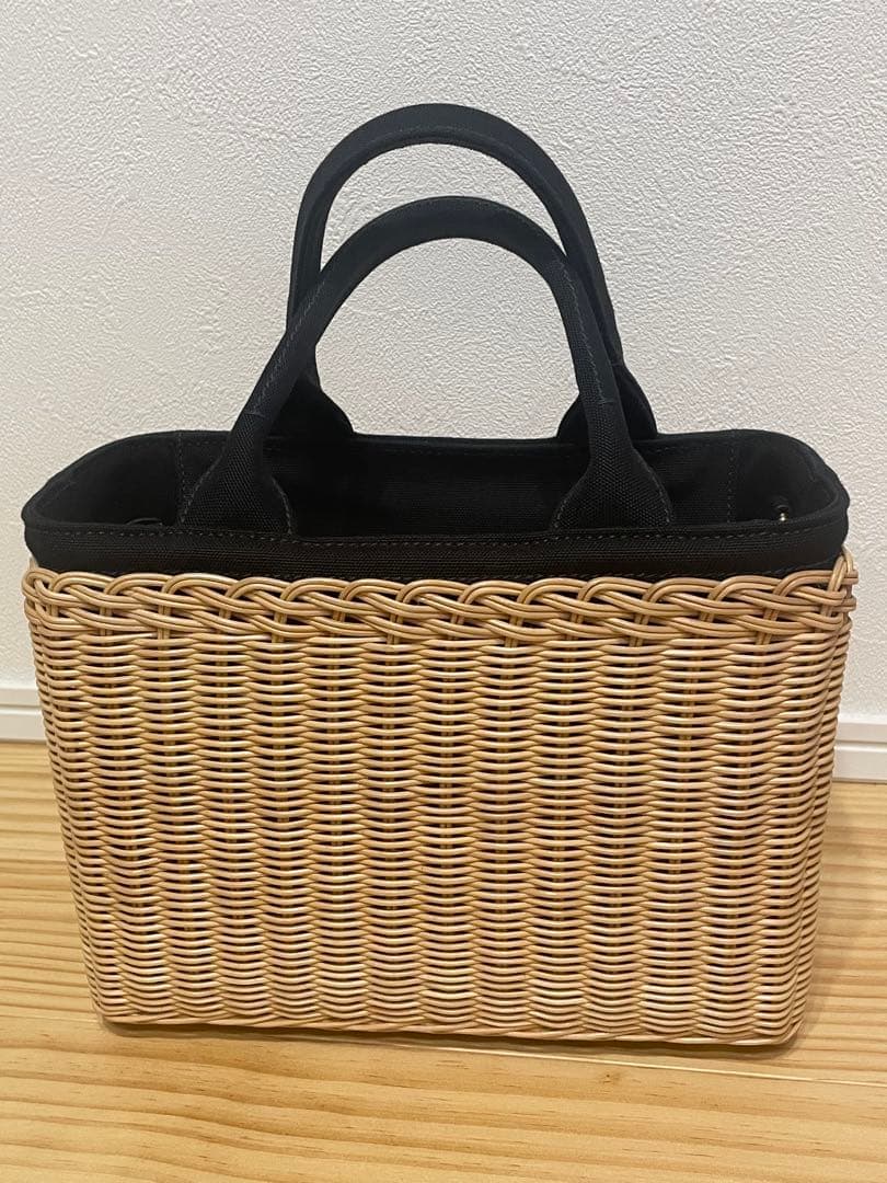 PRADA ラタン かごバッグ ベージュ/ブラック