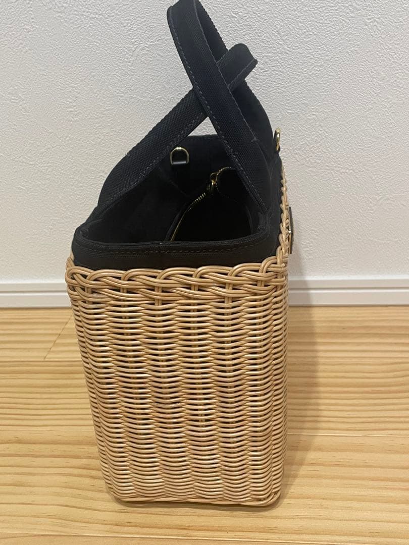 PRADA ラタン かごバッグ ベージュ/ブラック