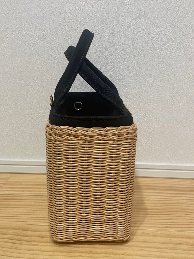 PRADA ラタン かごバッグ ベージュ/ブラック