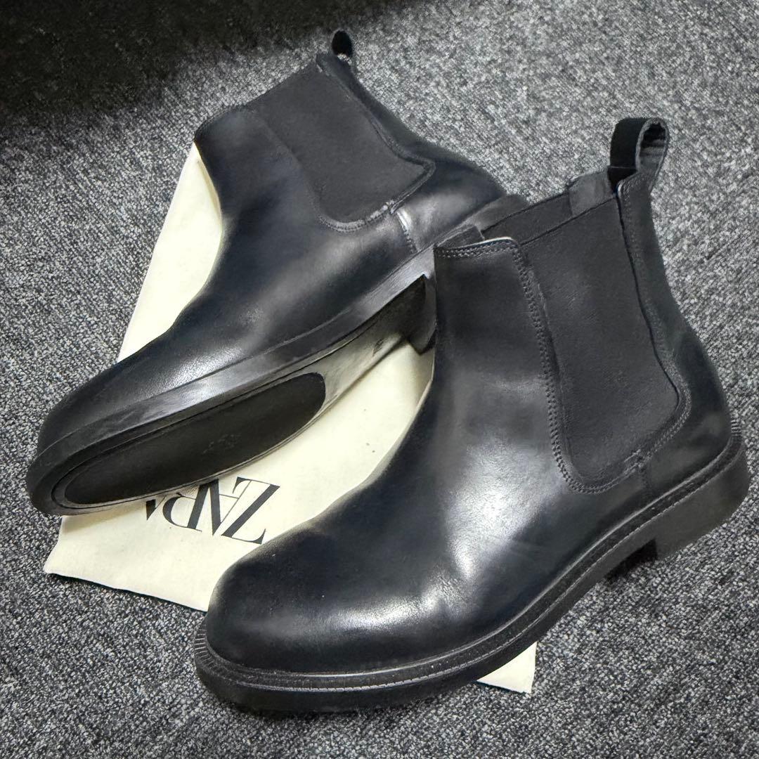 ZARA レザーチェルシーブーツ