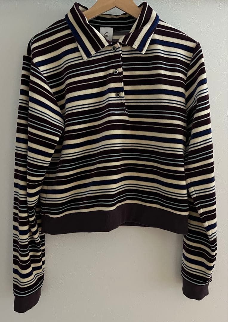 ROKU 6 ベロア ボーダー ポロシャツ 美品