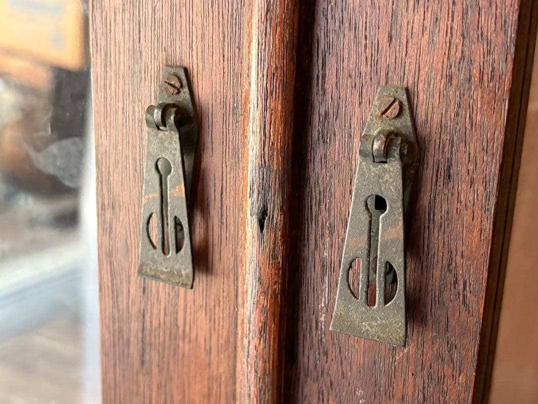 木製ガラス扉キャビネット　本箱　本棚　レトロ