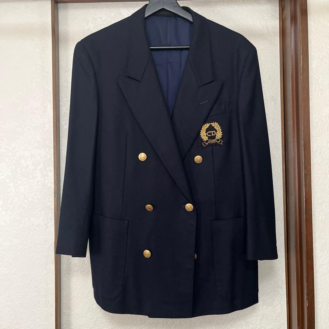 ChristianDior/クリスチャンディオール◆金ボタン/紺ブレ ジャケット