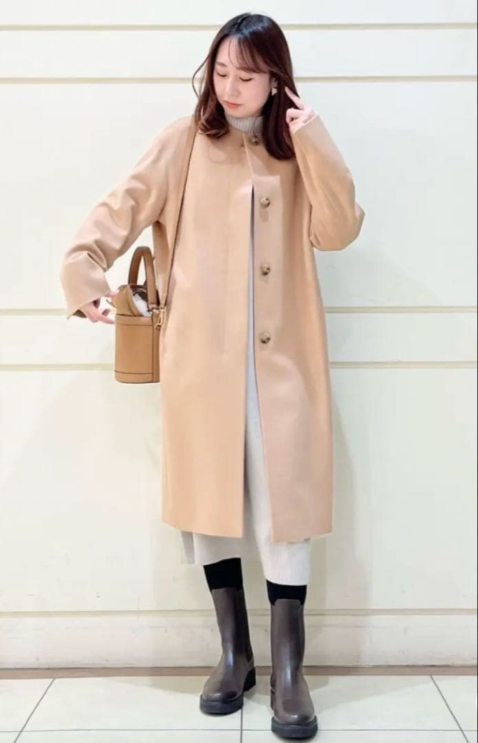 完売　23区 S ウールカシミヤブレンド ハイネックワンピース　¥28,600