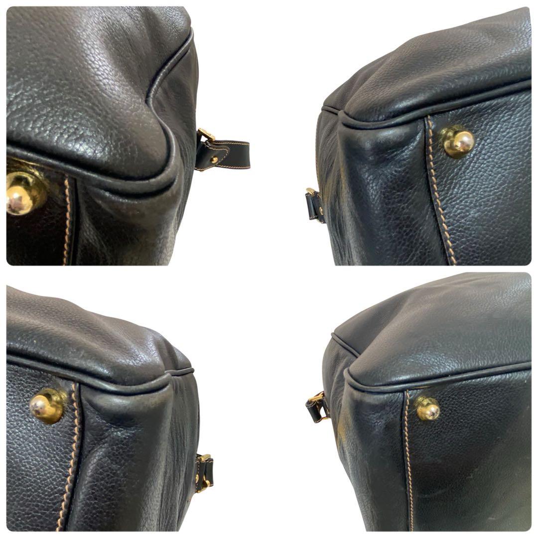 ダンヒル dunhill ボストン 2wayショルダバッグ 黒 レザー 大容量