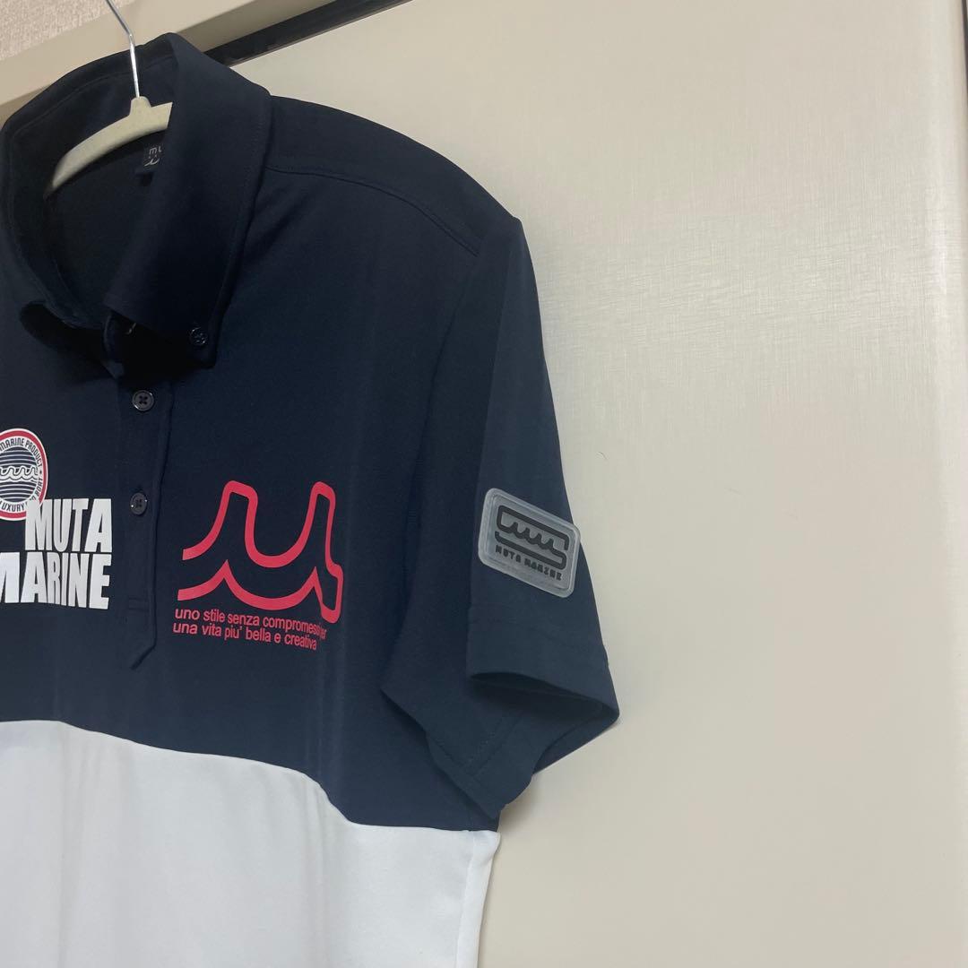 muta ゴルフ　ゴルフ　ポロシャツ　ネイビー　ホワイト　ムータ　メンズ　M