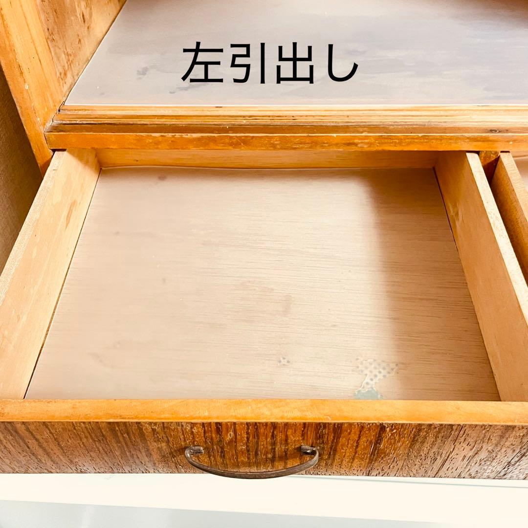昭和レトロ　戸棚　ガラス戸　食器棚　アンティーク　古家具　木製