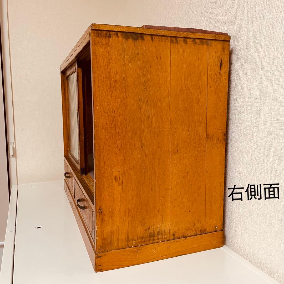 昭和レトロ　戸棚　ガラス戸　食器棚　アンティーク　古家具　木製