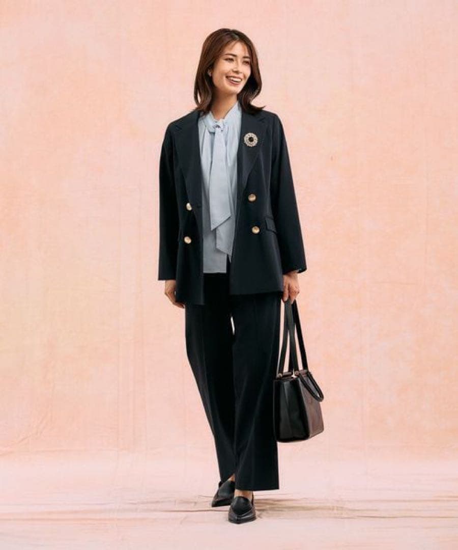 極美品✨】GLOBAL WORK ウツクシルエットダブルジャケット M ネイビー