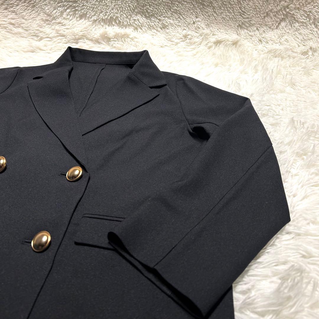 極美品✨】GLOBAL WORK ウツクシルエットダブルジャケット M ネイビー