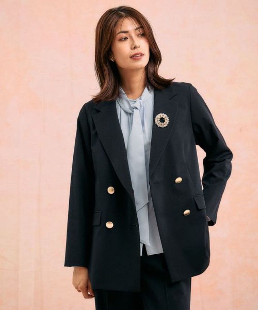 極美品✨】GLOBAL WORK ウツクシルエットダブルジャケット M ネイビー