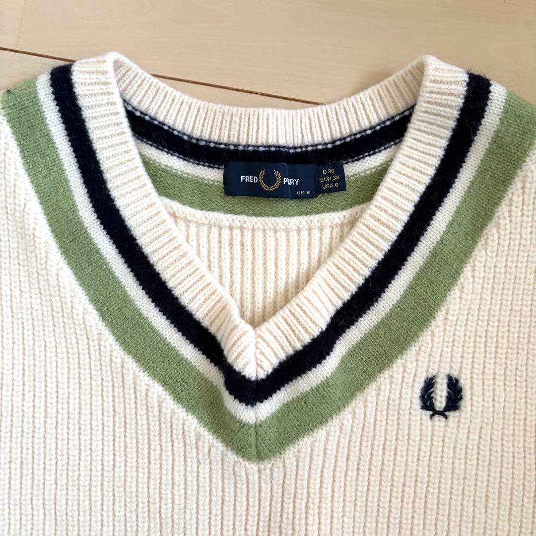 FRED PERRY Rey BEAMS チルデン ニット　ベスト 白 ウール