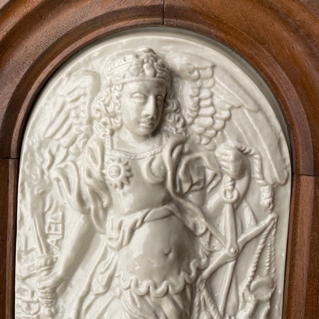 大天使ミカエル　陶板画　アンティーク　レプリカ　ドイツ　ミュージアムグッズ