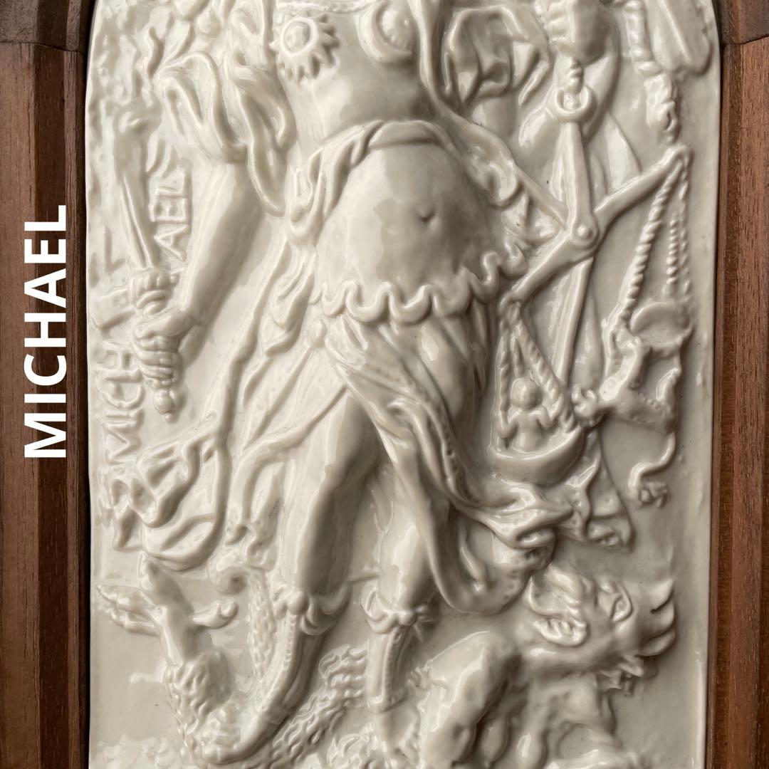 大天使ミカエル　陶板画　アンティーク　レプリカ　ドイツ　ミュージアムグッズ