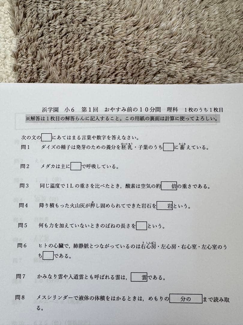 灘　東大寺最難関コース　理科　浜学園　おやすみ前の10分間第1～100回まで