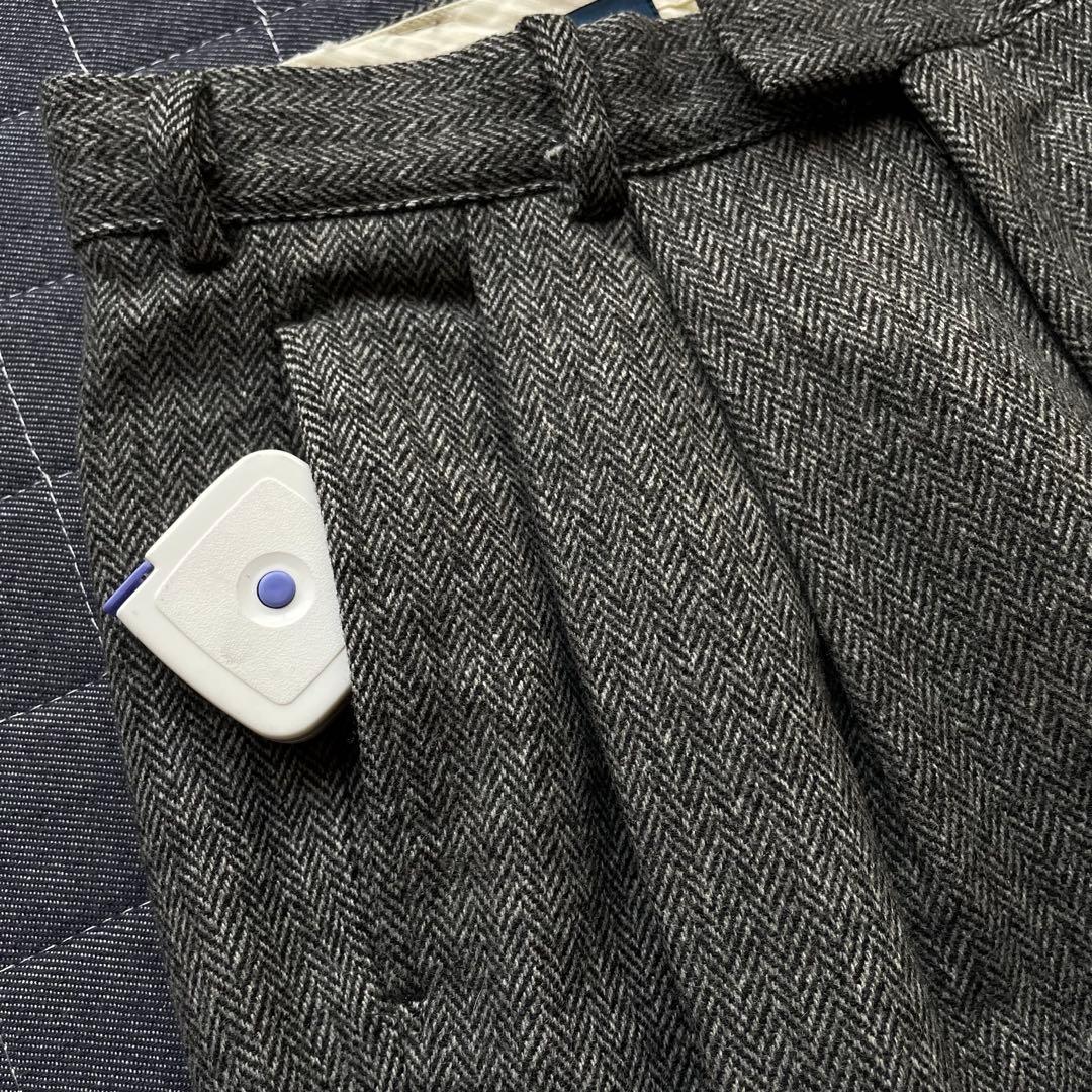 ポロ　ラルフローレン　ヘリンボーン　タック　スラックス　ウール　ワイド