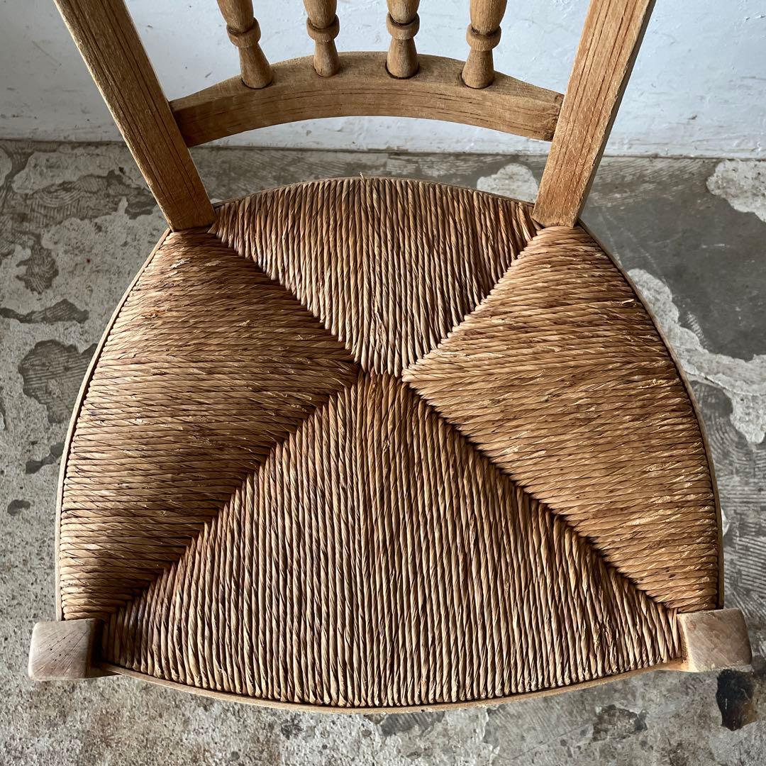年末・年始SALE ビンテージ ダイニング藁チェア　カフェチェア　剥離　no3