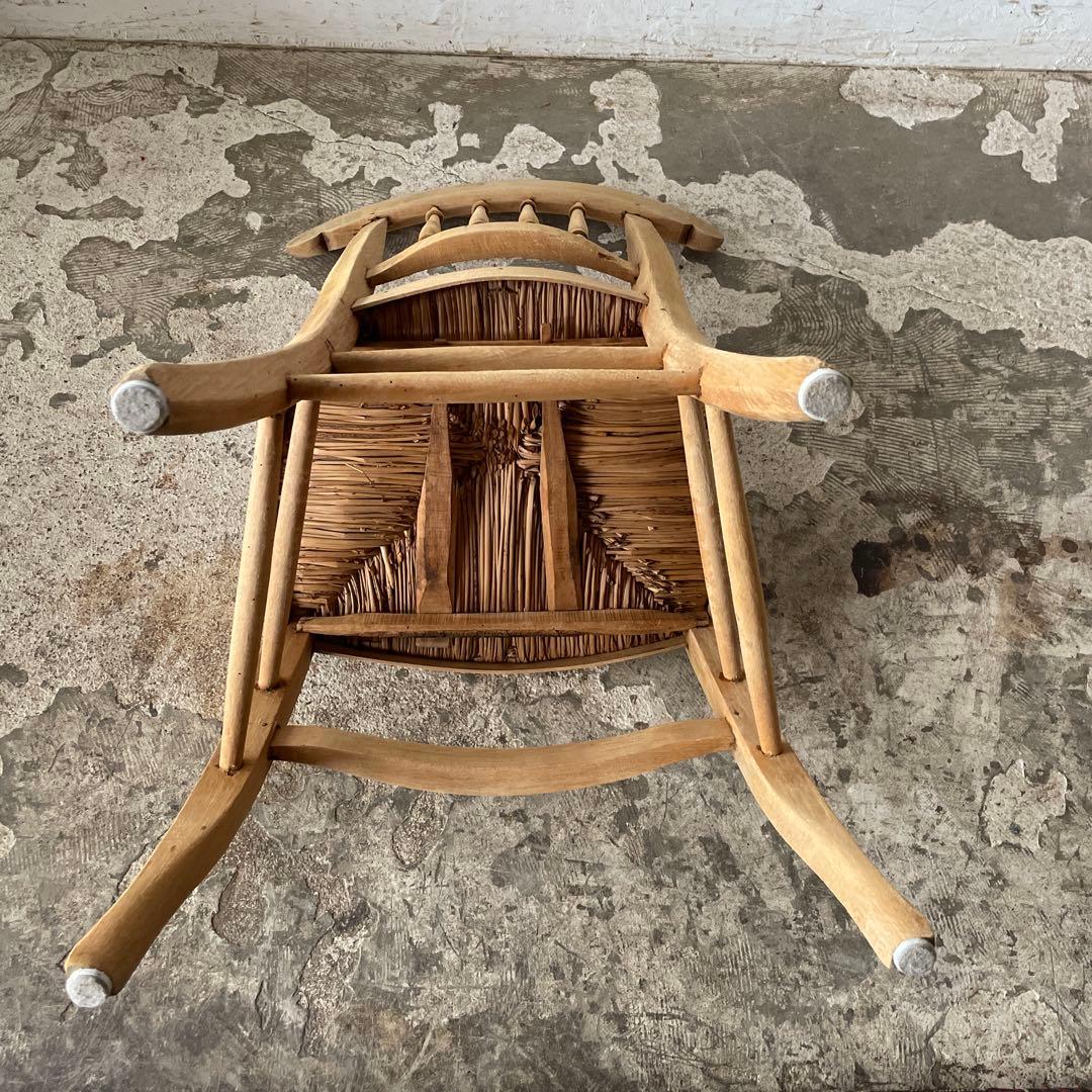 年末・年始SALE ビンテージ ダイニング藁チェア　カフェチェア　剥離　no3