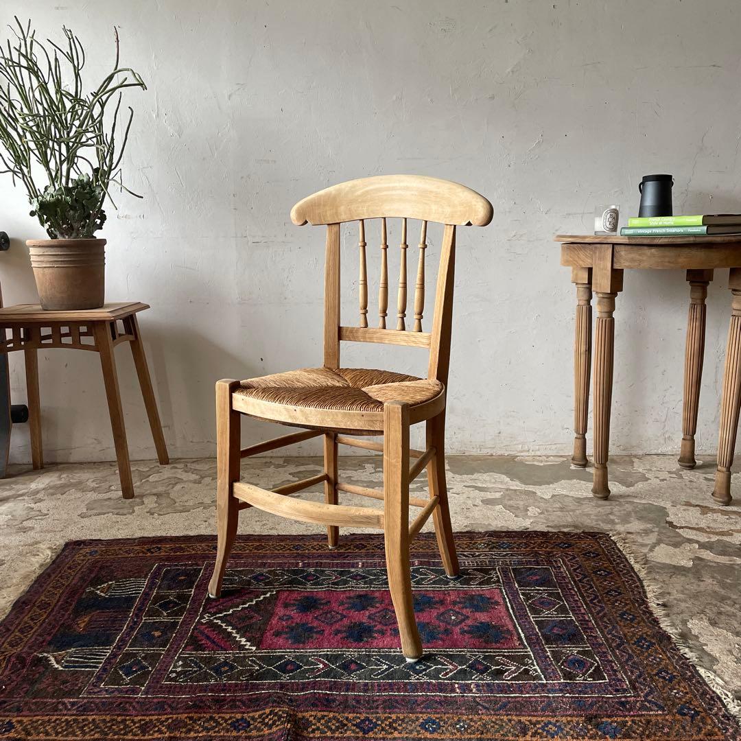 年末・年始SALE ビンテージ ダイニング藁チェア　カフェチェア　剥離　no3