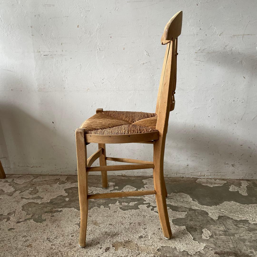 年末・年始SALE ビンテージ ダイニング藁チェア　カフェチェア　剥離　no3