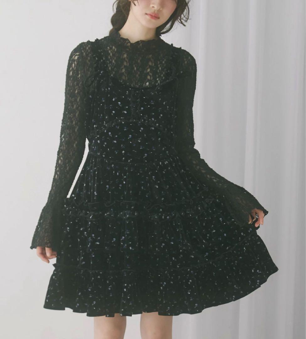 メリージェニー　merry jenny コルセットベロアフレアミニワンピース