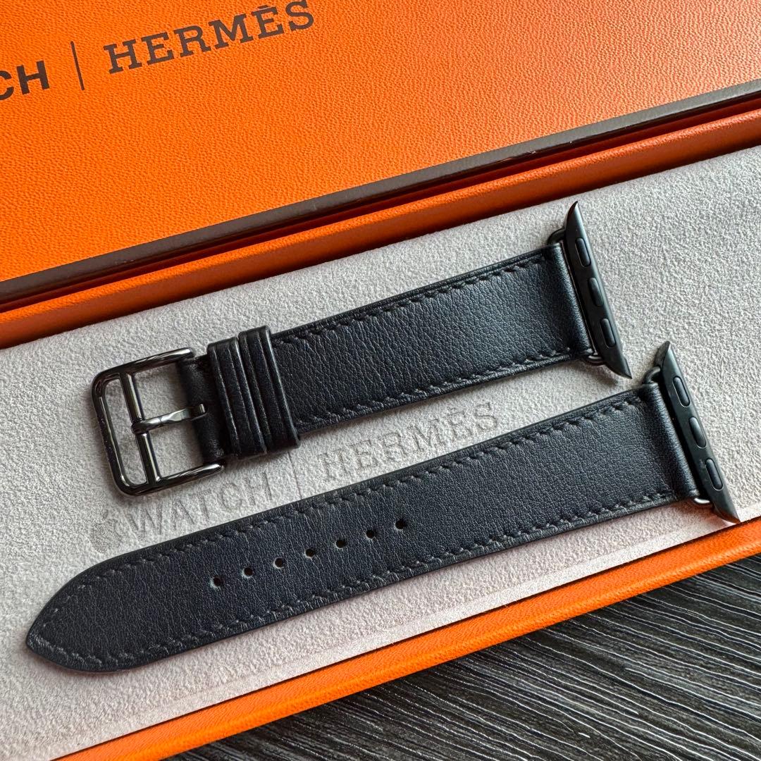 2813 ほぼ未使用　Apple Watch エルメス　ブラック　レザー　バンド